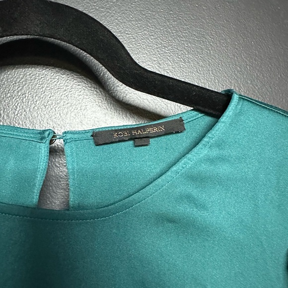 NWOT Kobi Halperin Lois Silk Blend Puff Shoulder Blouse Teal M - Picture 3 of 9